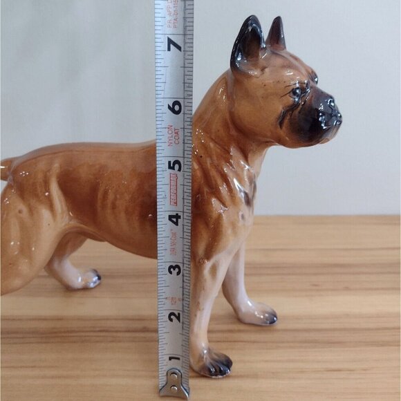 Vintage Large Ceramic Boxer Dog Figurine Brown Glazed Standing 8" - Picture 8 of 8